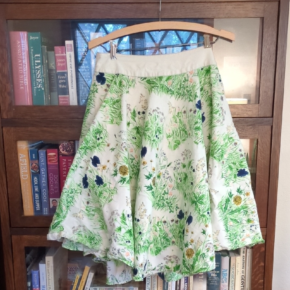 Floral Green and White Women's Skirt